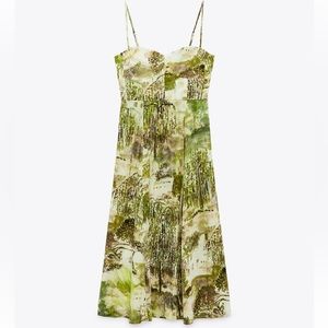 Green Printed Midi Dress